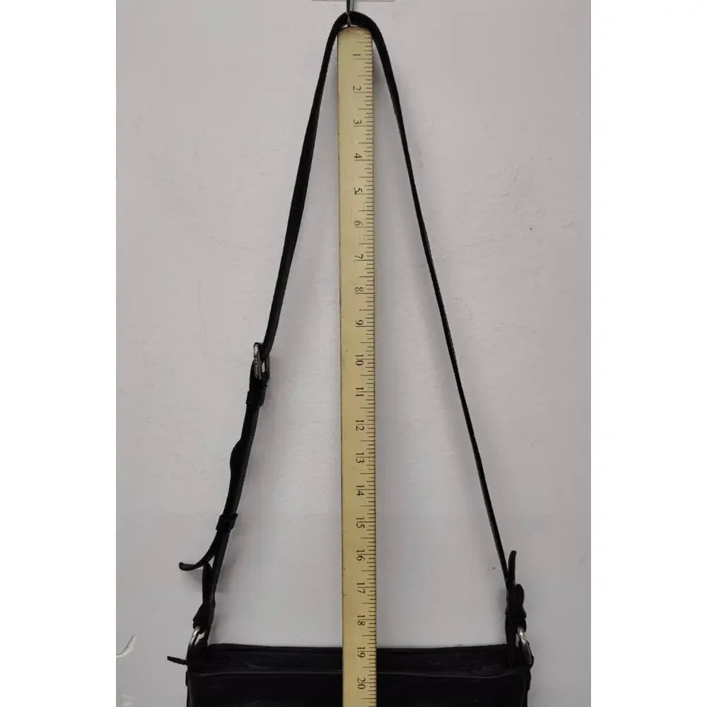 FRYE BLACK LEATHER SELENA BELTED CROSSBODY BAG